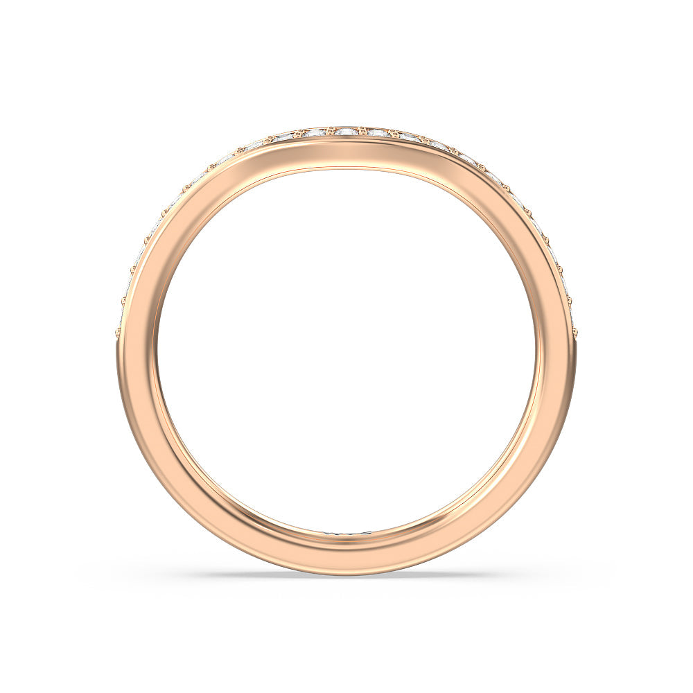 Triple Diamond Hidden Accent Wedding Band with 18KT Rose Gold Cut Diamond in 14KT Rose Gold view 2
