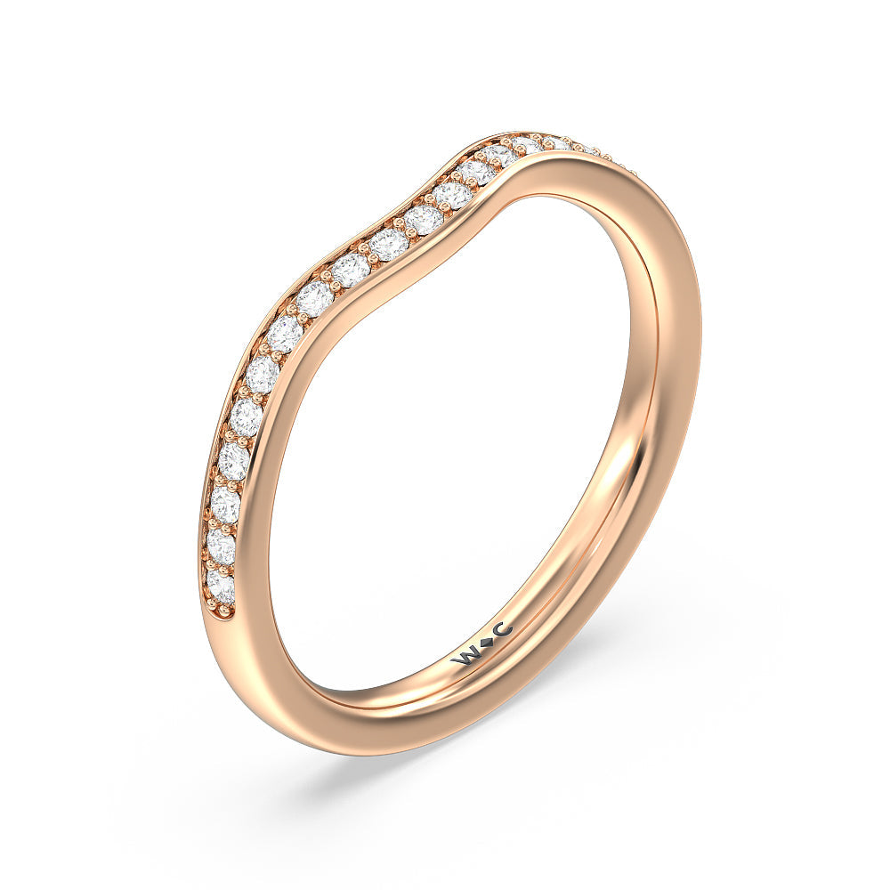 Triple Diamond Hidden Accent Wedding Band with 18KT Rose Gold Cut Diamond in 14KT Rose Gold view 4
