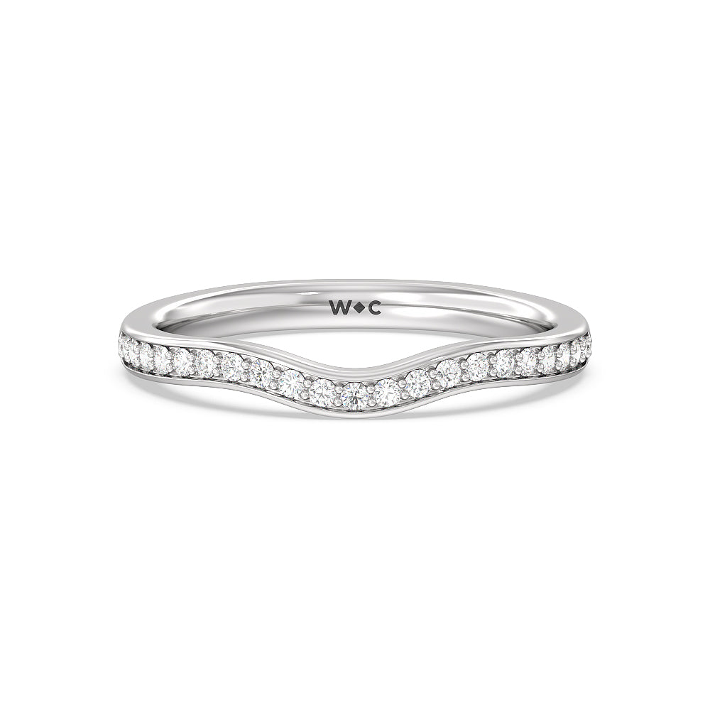 Triple Diamond Hidden Accent Wedding Band with Platinum Cut Diamond in 14KT Platinum view 1

