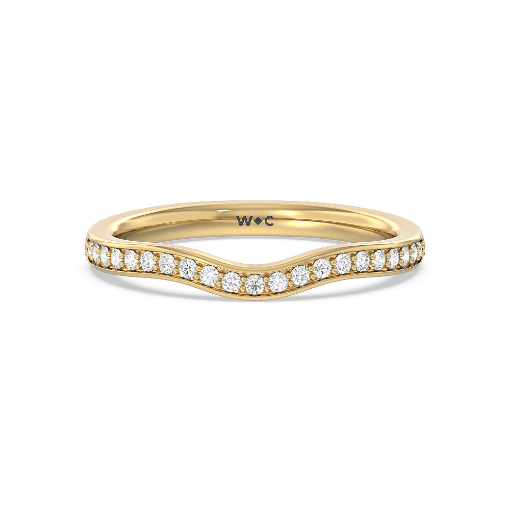 Triple Diamond Hidden Accent Wedding Band with 18KT Yellow Gold Cut Diamond in 14KT Yellow Gold view 1
