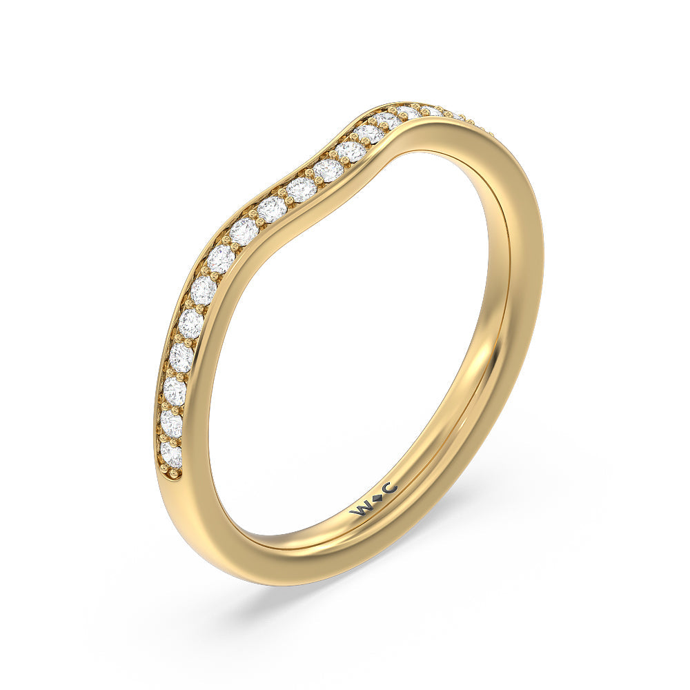 Triple Diamond Hidden Accent Wedding Band with 18KT Yellow Gold Cut Diamond in 14KT Yellow Gold view 4
