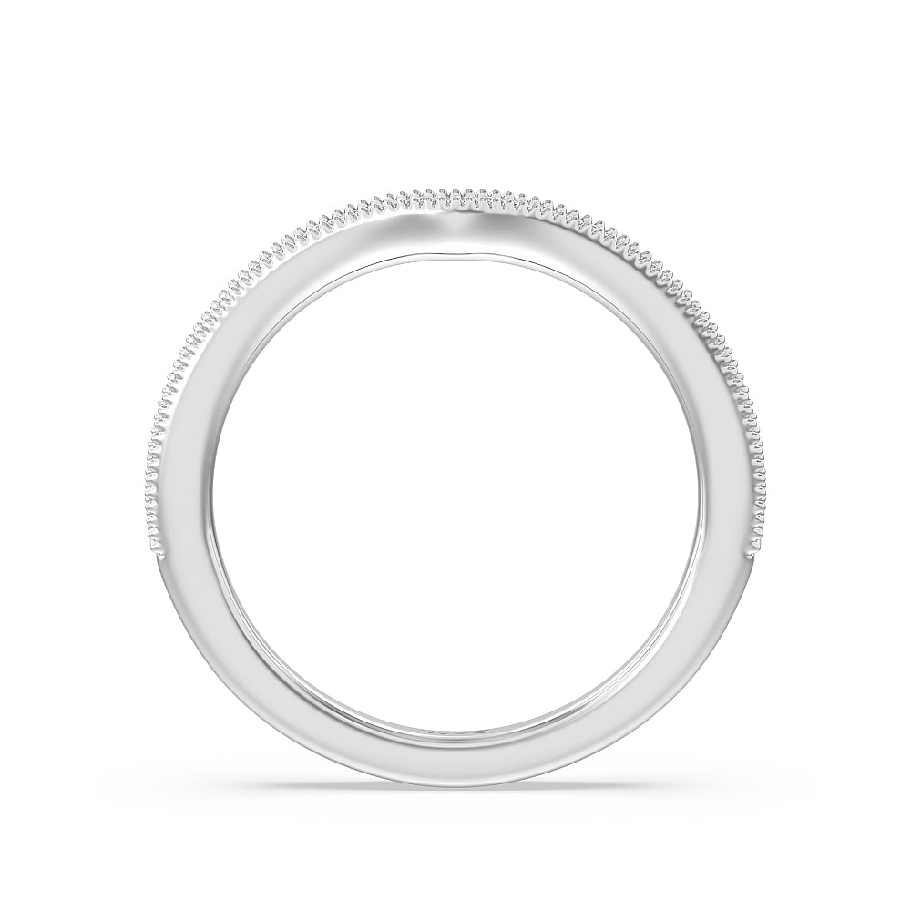 Milgrain Hidden Accent Diamond Wedding Band with Platinum Cut Diamond in 14KT Platinum view 2
