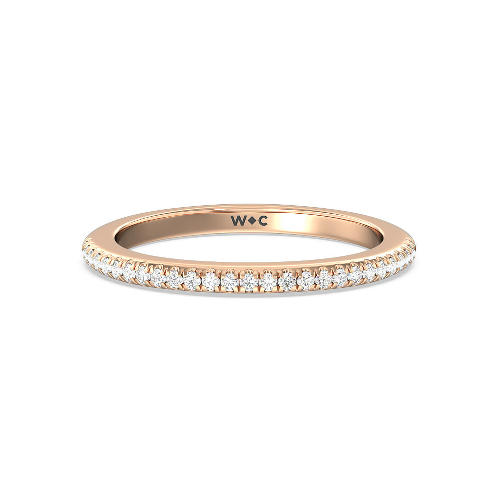 Milgrain Knife Edge Hidden Accent Diamond Wedding Band with 18KT Rose Gold Cut Diamond in 14KT Rose Gold view 1
