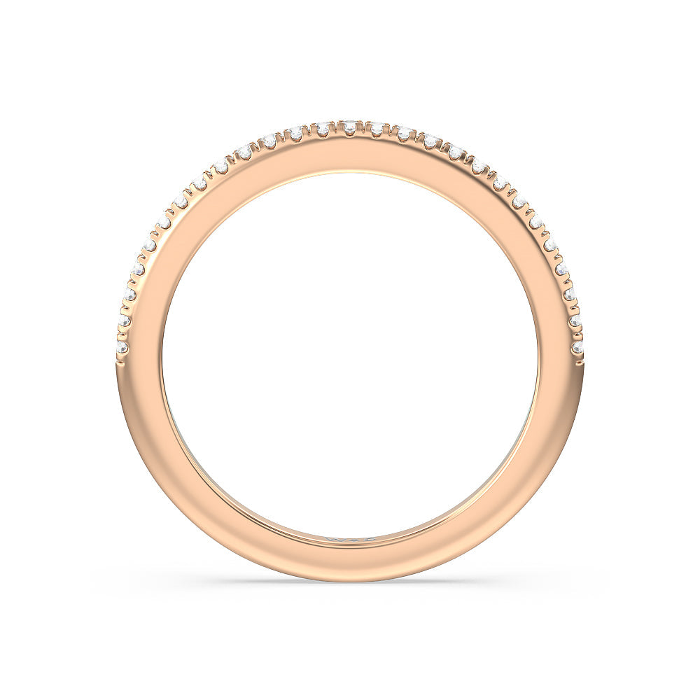 Milgrain Knife Edge Hidden Accent Diamond Wedding Band with 18KT Rose Gold Cut Diamond in 14KT Rose Gold view 2
