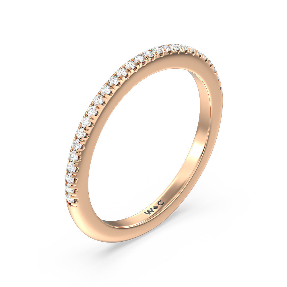 Milgrain Knife Edge Hidden Accent Diamond Wedding Band with 18KT Rose Gold Cut Diamond in 14KT Rose Gold view 4
