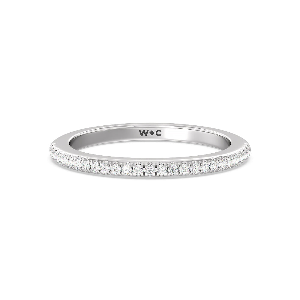 Milgrain Knife Edge Hidden Accent Diamond Wedding Band with Platinum Cut Diamond in 14KT Platinum view 1
