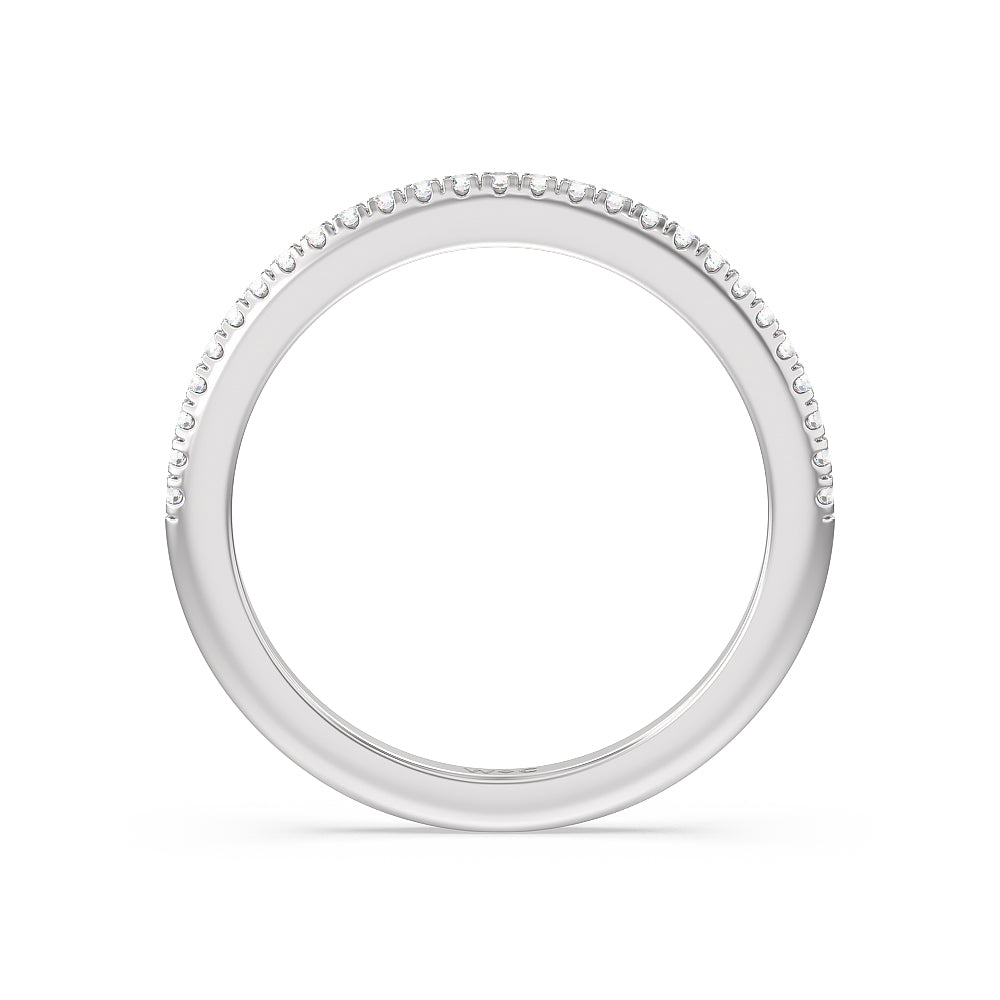 Milgrain Knife Edge Hidden Accent Diamond Wedding Band with Platinum Cut Diamond in 14KT Platinum view 2

