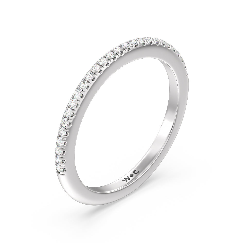 Milgrain Knife Edge Hidden Accent Diamond Wedding Band with Platinum Cut Diamond in 14KT Platinum view 4
