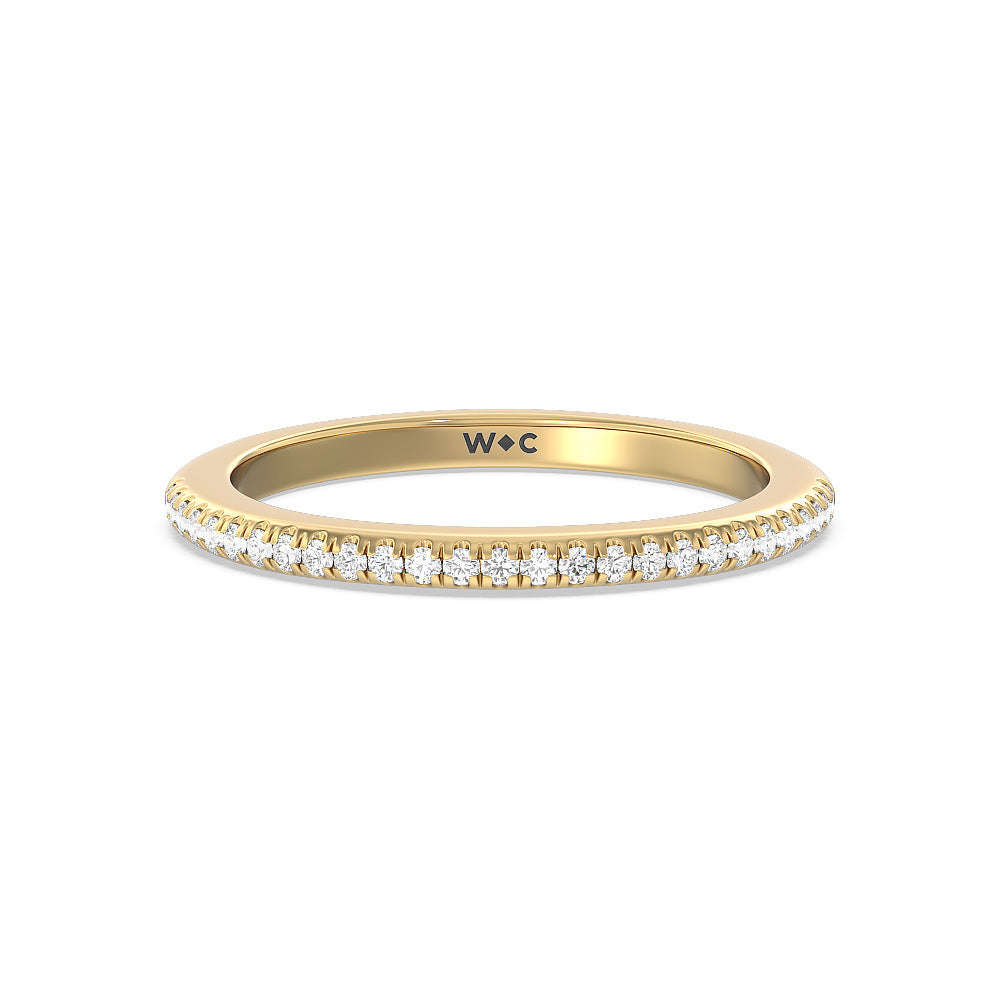 Milgrain Knife Edge Hidden Accent Diamond Wedding Band with 18KT Yellow Gold Cut Diamond in 14KT Yellow Gold view 1
