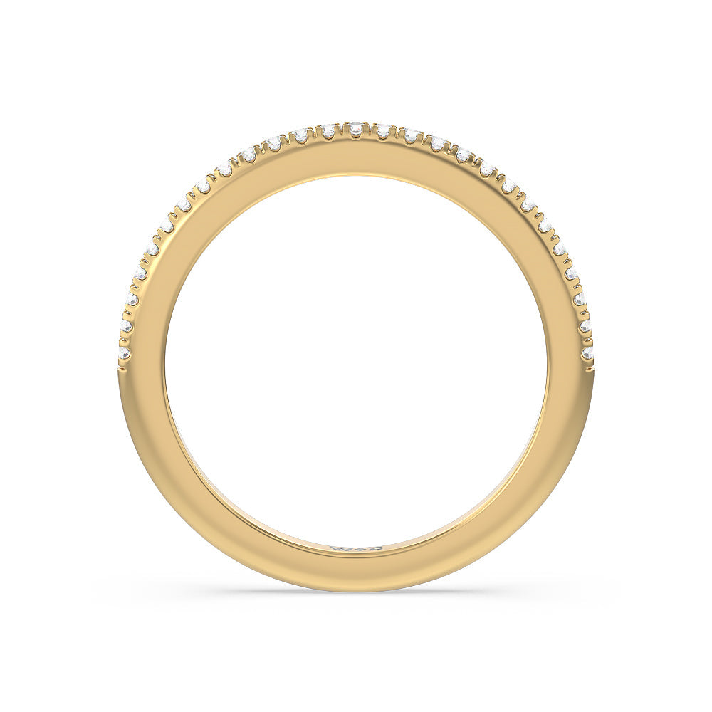 Milgrain Knife Edge Hidden Accent Diamond Wedding Band with 18KT Yellow Gold Cut Diamond in 14KT Yellow Gold view 2
