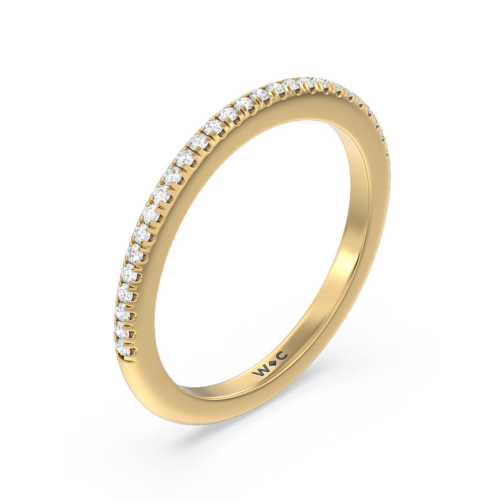 Milgrain Knife Edge Hidden Accent Diamond Wedding Band with 18KT Yellow Gold Cut Diamond in 14KT Yellow Gold view 4
