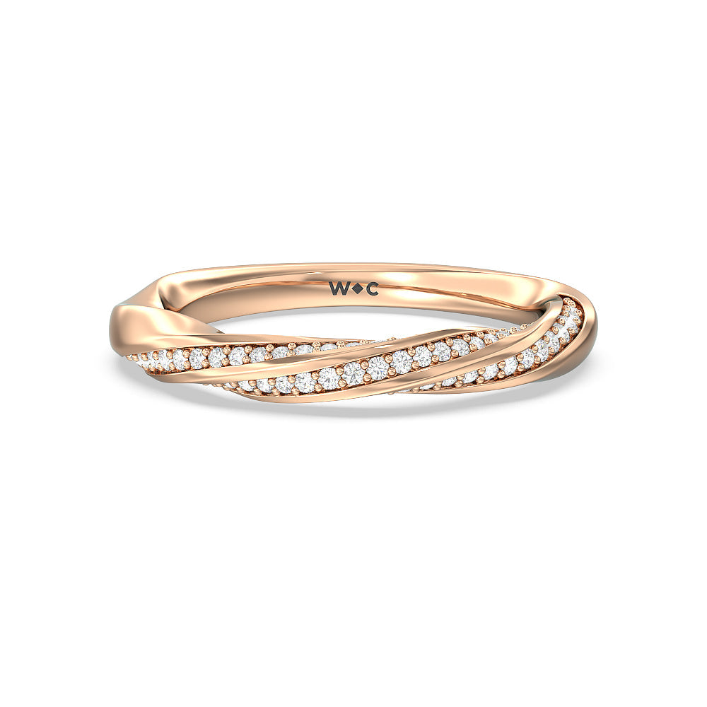 Diamond Twist Hidden Accent Wedding Band with 18KT Rose Gold Cut Diamond in 14KT Rose Gold view 1
