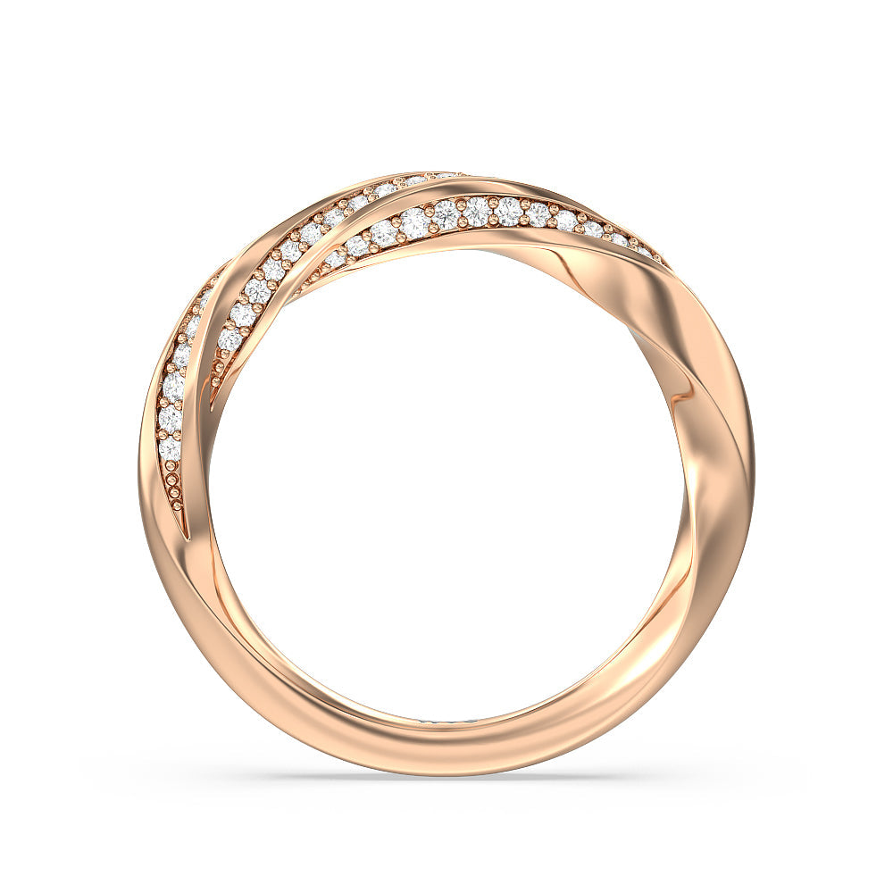 Diamond Twist Hidden Accent Wedding Band with 18KT Rose Gold Cut Diamond in 14KT Rose Gold view 2

