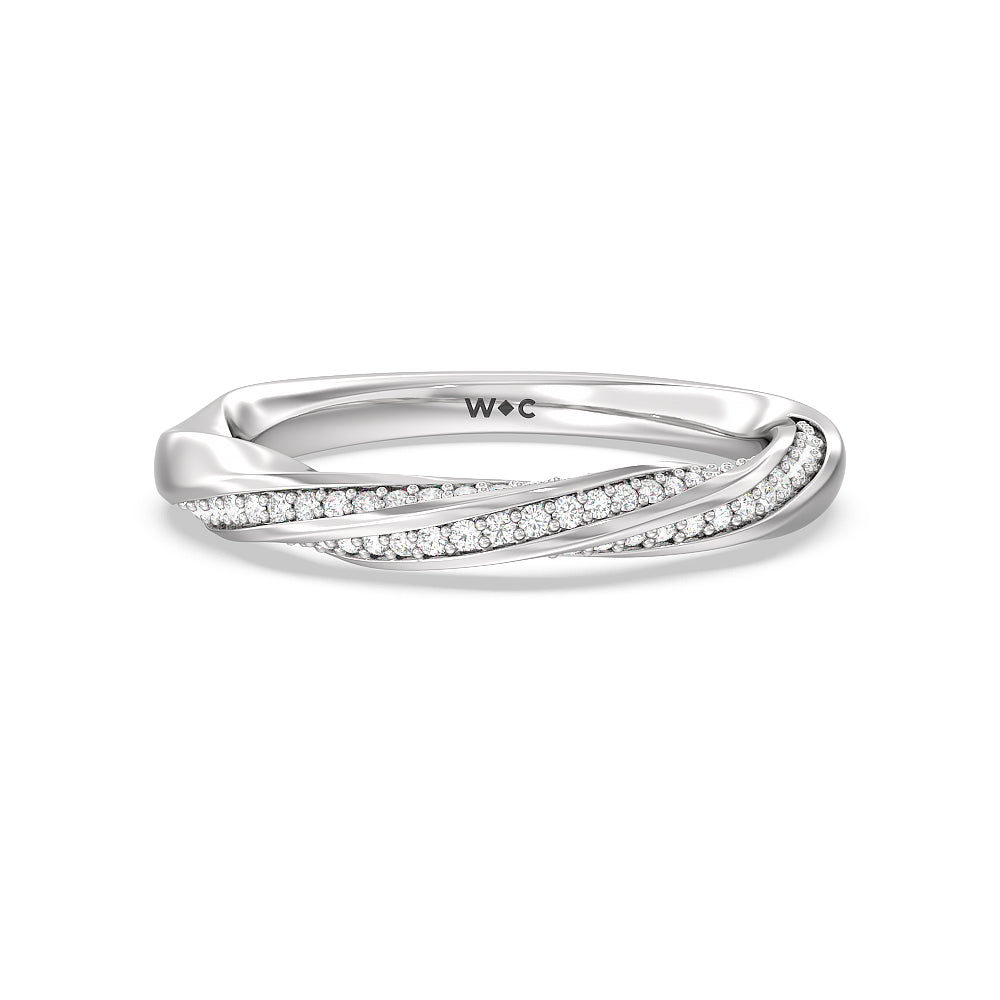 Diamond Twist Hidden Accent Wedding Band with Platinum Cut Diamond in 14KT Platinum view 1
