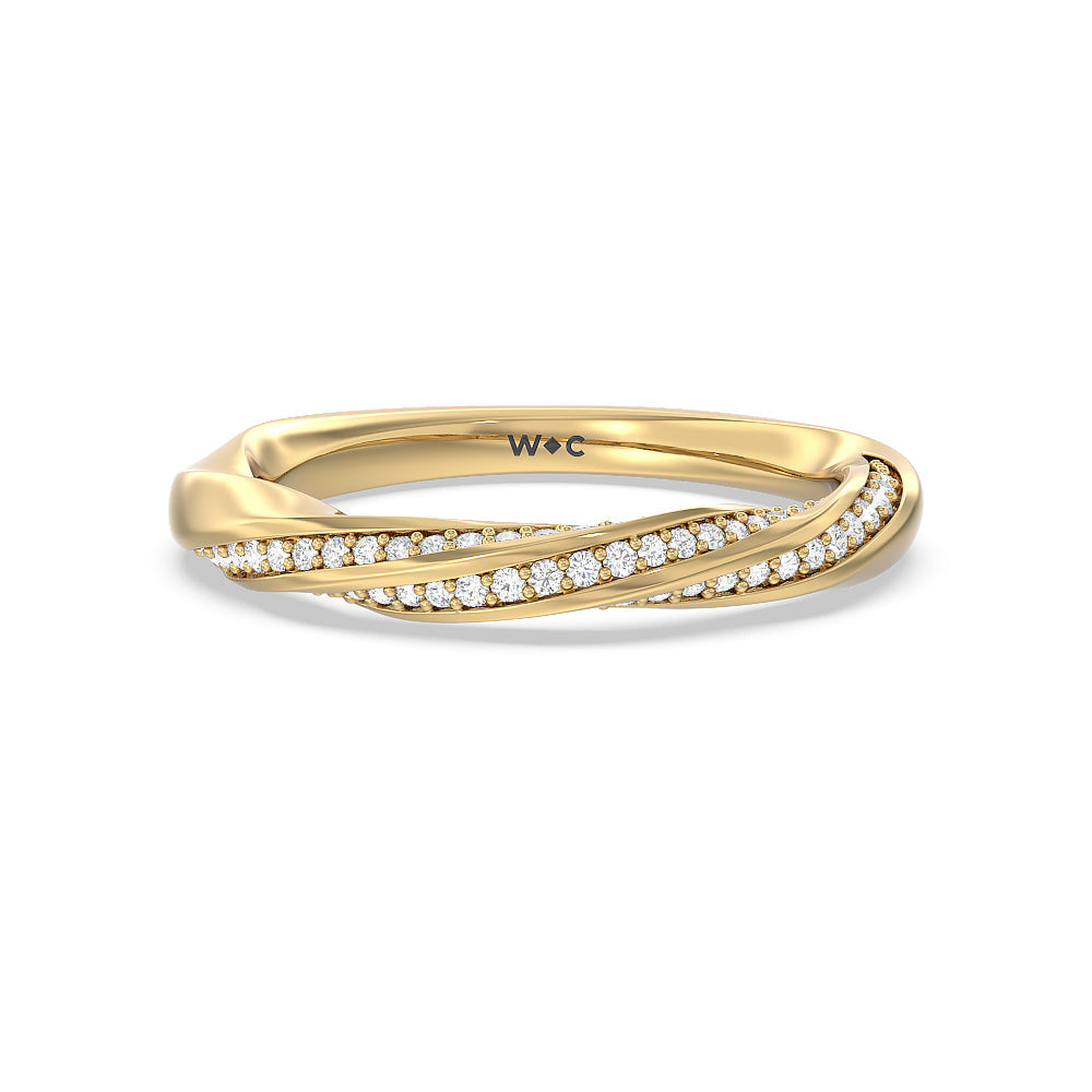 Diamond Twist Hidden Accent Wedding Band with 18KT Yellow Gold Cut Diamond in 14KT Yellow Gold view 1
