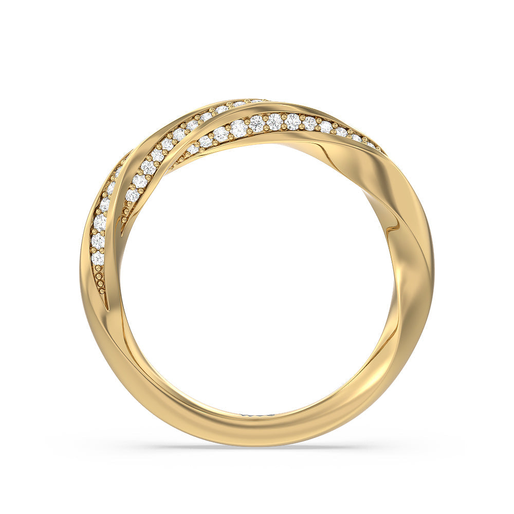 Diamond Twist Hidden Accent Wedding Band with 18KT Yellow Gold Cut Diamond in 14KT Yellow Gold view 2
