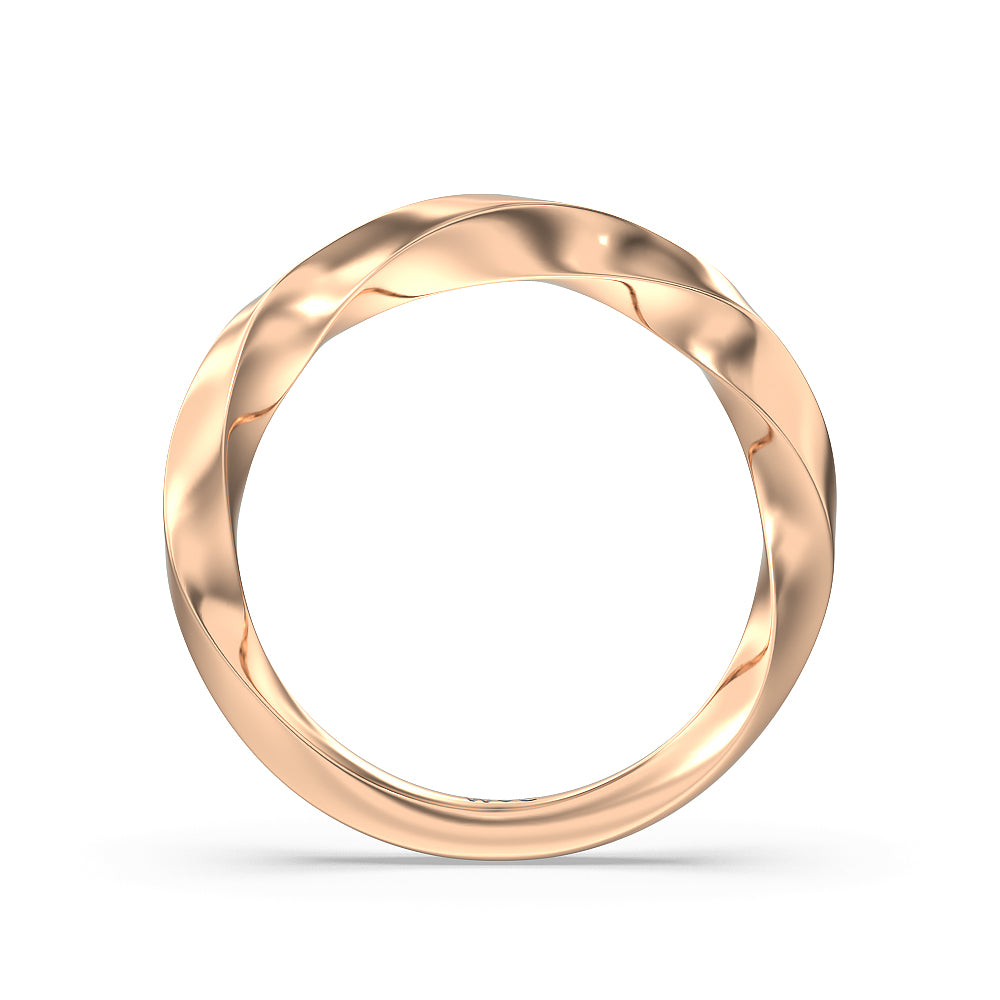 Twist Hidden Accent Wedding Band with 18KT Rose Gold Cut Diamond in 14KT Rose Gold view 2
