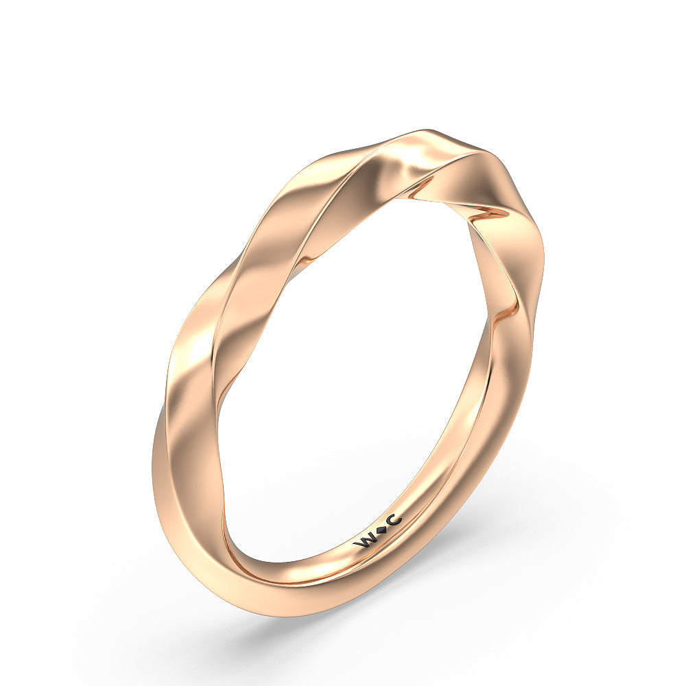 Twist Hidden Accent Wedding Band with 18KT Rose Gold Cut Diamond in 14KT Rose Gold view 4
