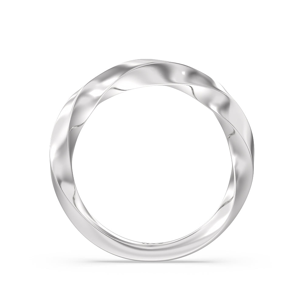 Twist Hidden Accent Wedding Band with Platinum Cut Diamond in 14KT Platinum view 2
