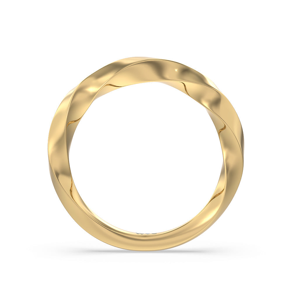 Twist Hidden Accent Wedding Band with 18KT Yellow Gold Cut Diamond in 14KT Yellow Gold view 2
