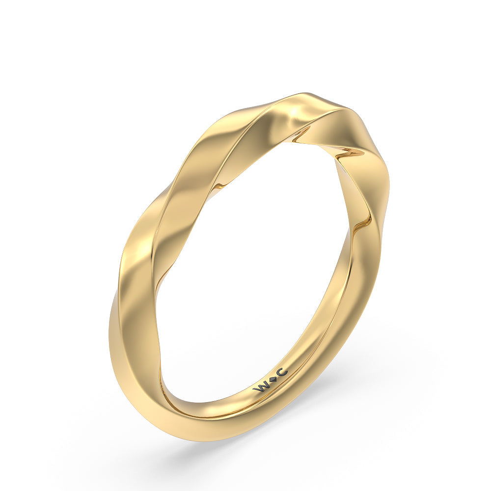 Twist Hidden Accent Wedding Band with 18KT Yellow Gold Cut Diamond in 14KT Yellow Gold view 4
