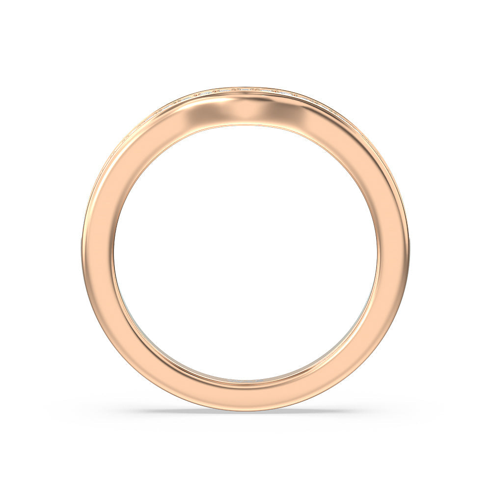 Hidden Accent Double Halo Diamond Wedding Band with 18KT Rose Gold Cut Diamond in 14KT Rose Gold view 2

