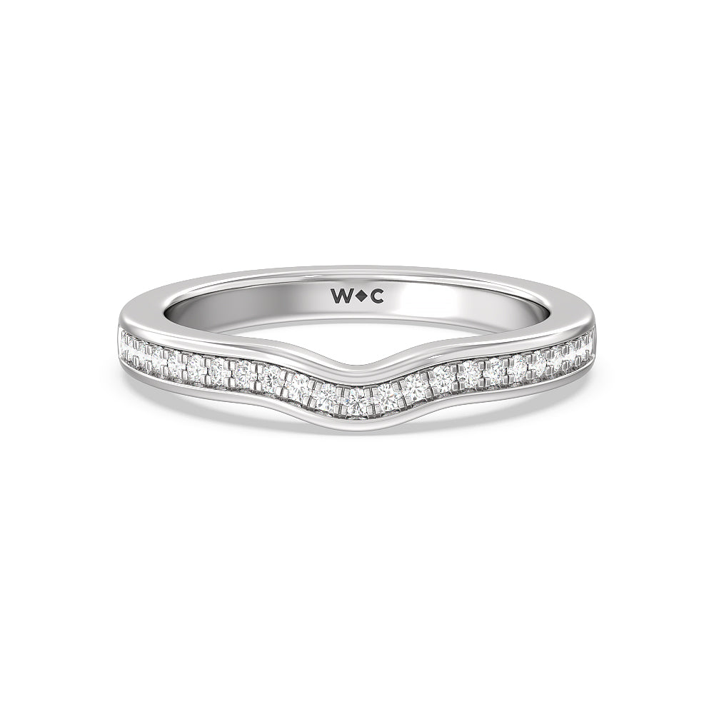 Hidden Accent Double Halo Diamond Wedding Band with Platinum Cut Diamond in 14KT Platinum view 1
