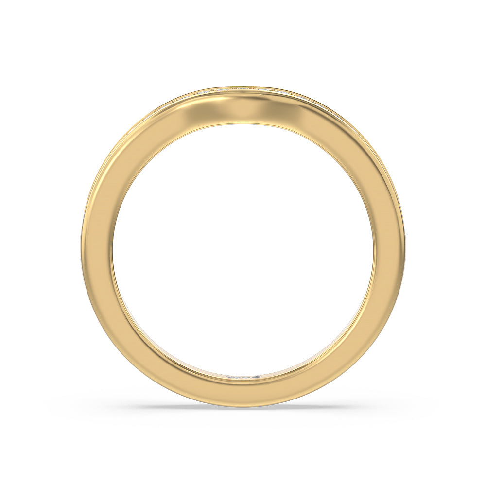 Hidden Accent Double Halo Diamond Wedding Band with 18KT Yellow Gold Cut Diamond in 14KT Yellow Gold view 2
