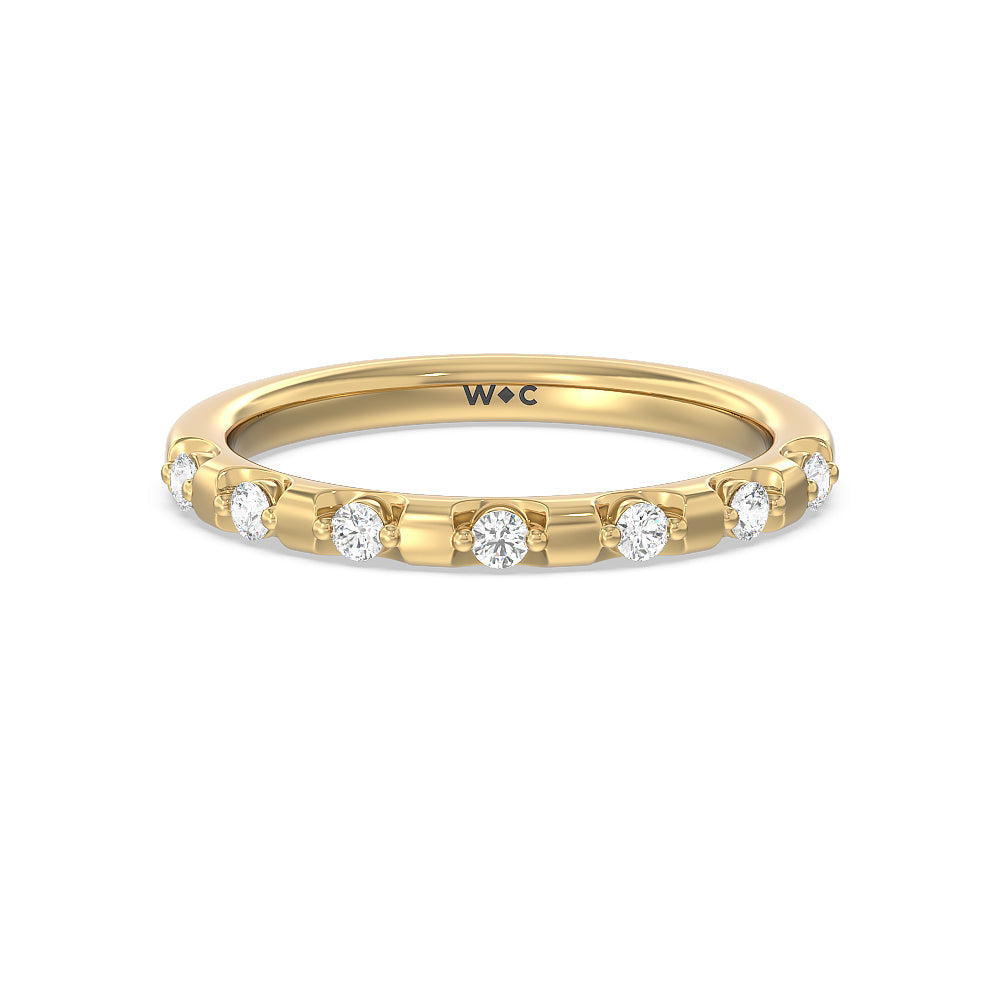 Petal 6 Claw Petal Hidden Accent Diamond Wedding Band with 18KT Yellow Gold Cut Diamond in 14KT Yellow Gold view 1
