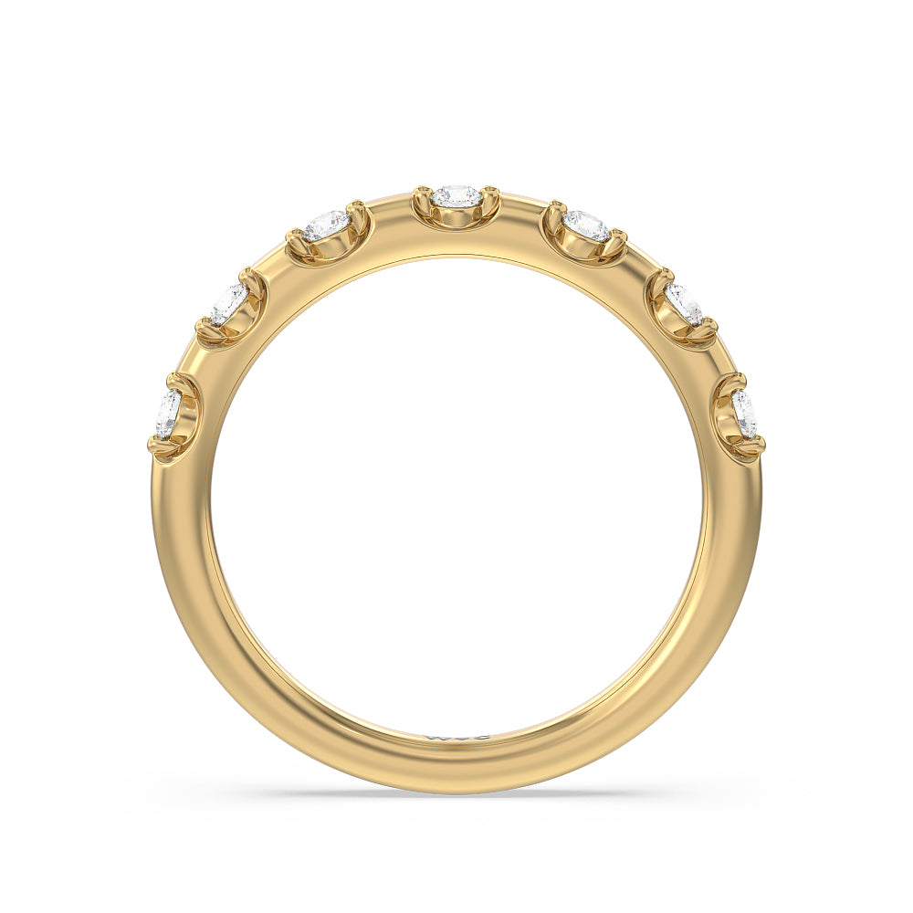 Petal 6 Claw Petal Hidden Accent Diamond Wedding Band with 18KT Yellow Gold Cut Diamond in 14KT Yellow Gold view 2
