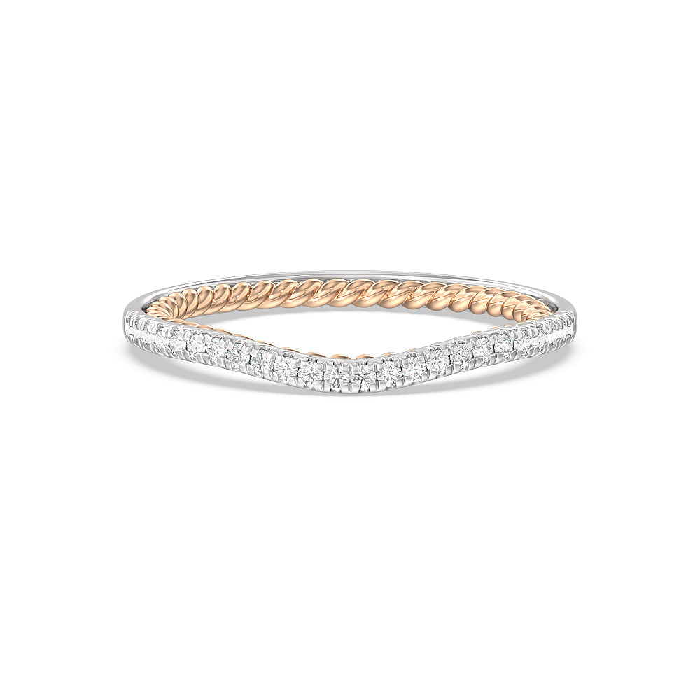 Split Shank Rope Hidden Accent Diamond Wedding Band with 18KT White & Rose Gold Cut Diamond in 14KT White & Rose Gold view 1
