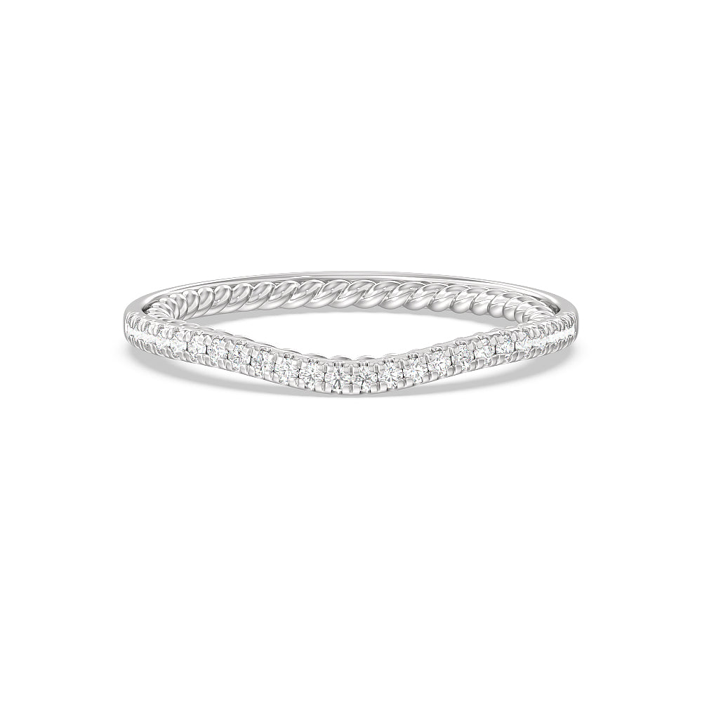 Split Shank Rope Hidden Accent Diamond Wedding Band with Platinum Cut Diamond in 14KT Platinum view 1
