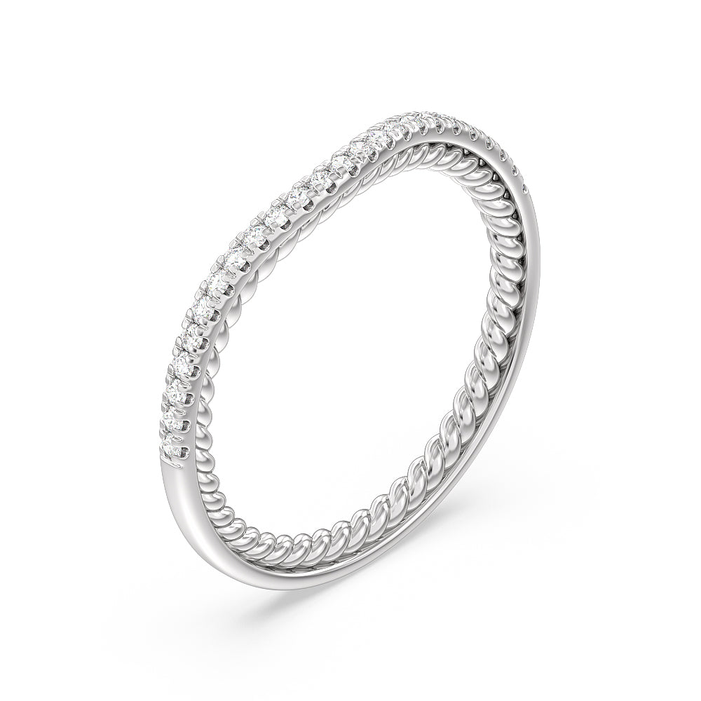 Split Shank Rope Hidden Accent Diamond Wedding Band with Platinum Cut Diamond in 14KT Platinum view 4
