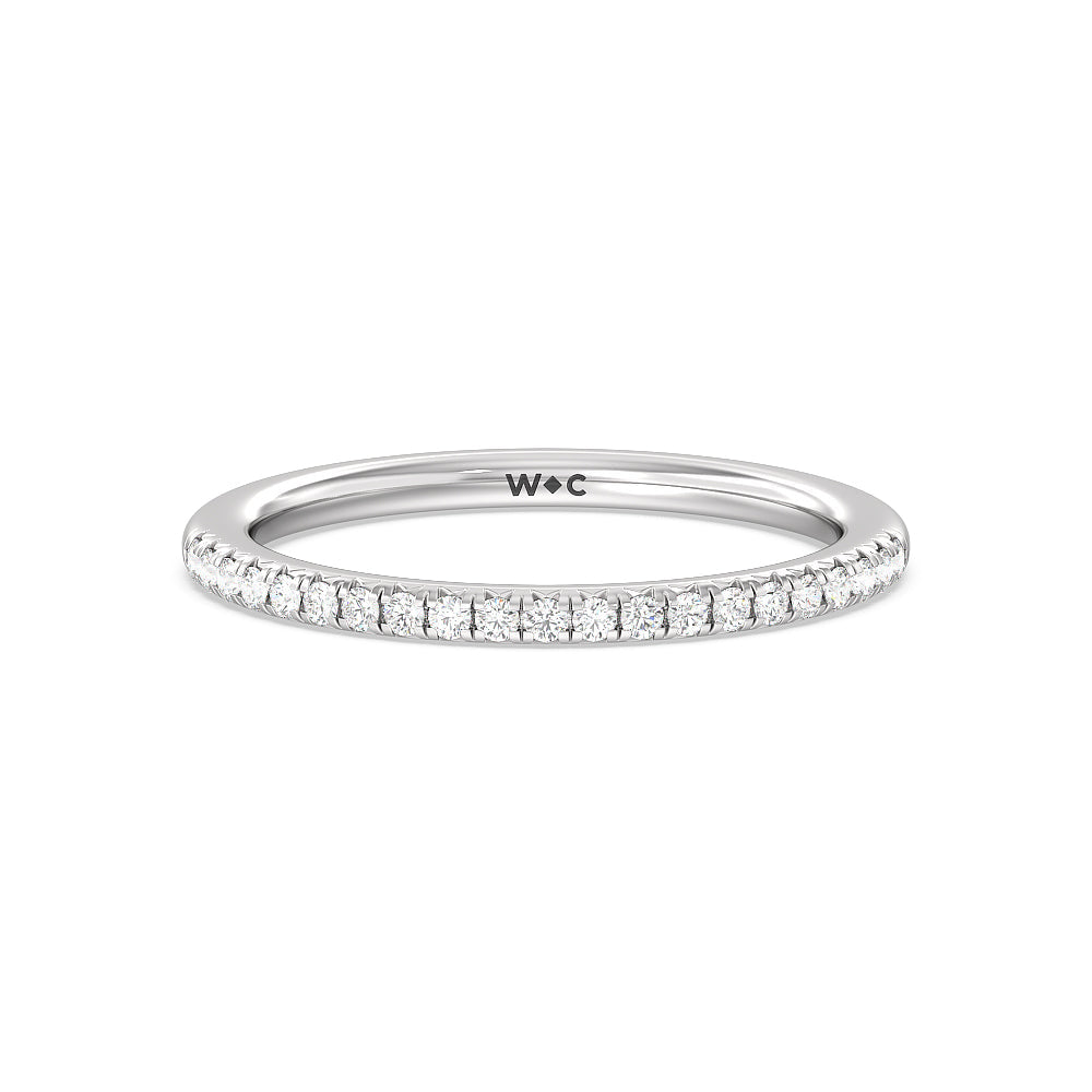 Petal Hidden Accent Diamond Wedding Band with Platinum Cut Diamond in 14KT Platinum view 1
