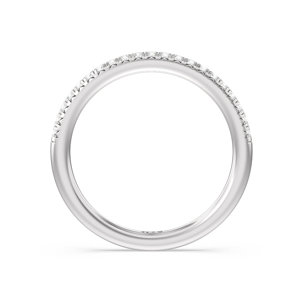 Petal Hidden Accent Diamond Wedding Band with Platinum Cut Diamond in 14KT Platinum view 2
