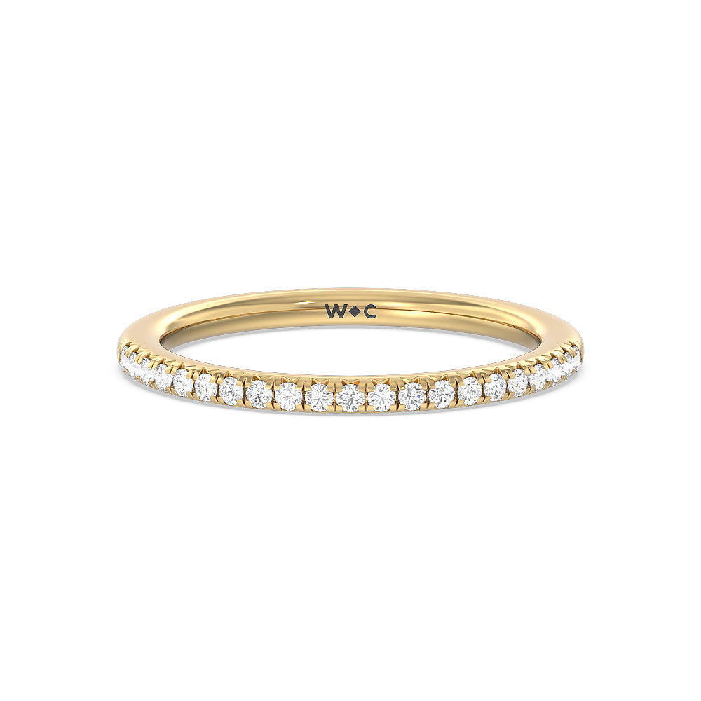 Petal Hidden Accent Diamond Wedding Band with 18KT Yellow Gold Cut Diamond in 14KT Yellow Gold view 1
