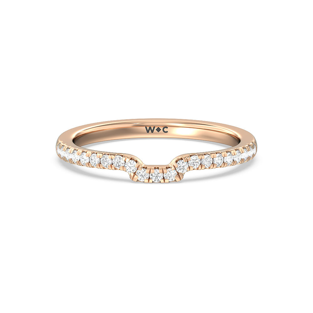 Adorned Hidden Accent Diamond Wedding Band with 18KT Rose Gold Cut Diamond in 14KT Rose Gold view 1

