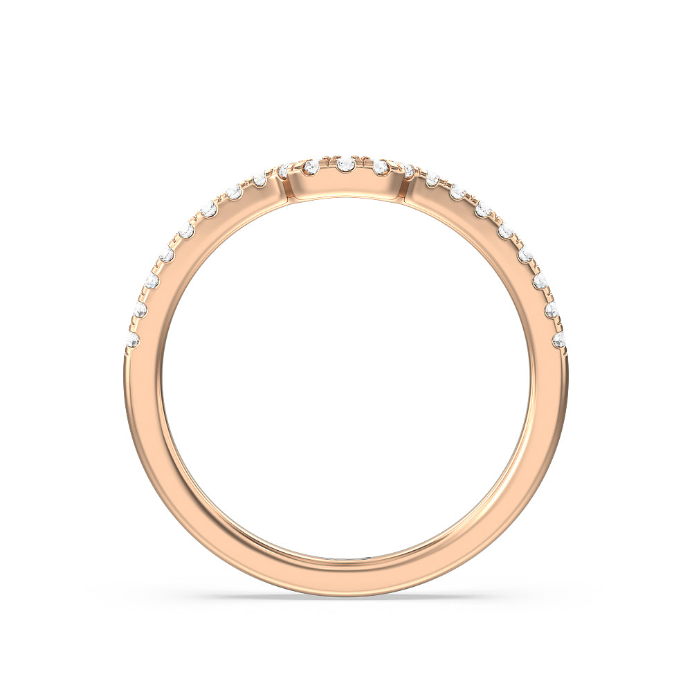 Adorned Hidden Accent Diamond Wedding Band with 18KT Rose Gold Cut Diamond in 14KT Rose Gold view 2

