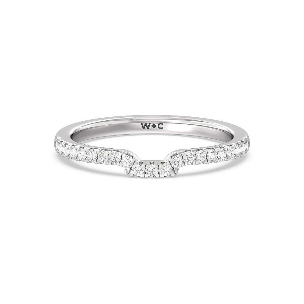 Adorned Hidden Accent Diamond Wedding Band with Platinum Cut Diamond in 14KT Platinum view 1
