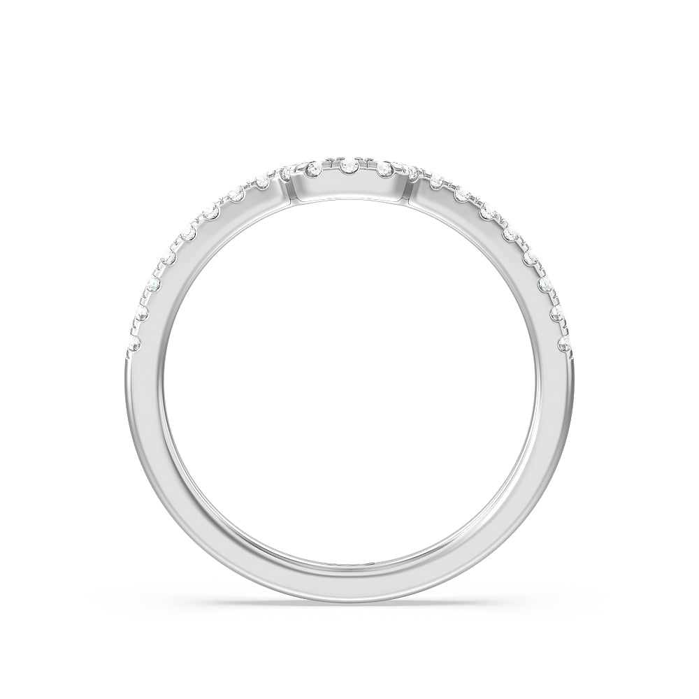 Adorned Hidden Accent Diamond Wedding Band with Platinum Cut Diamond in 14KT Platinum view 2
