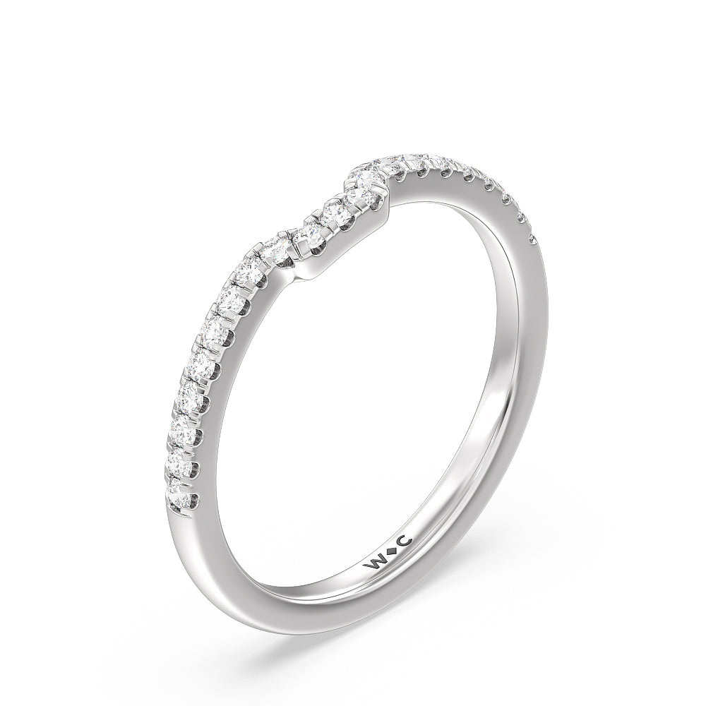 Adorned Hidden Accent Diamond Wedding Band with Platinum Cut Diamond in 14KT Platinum view 4
