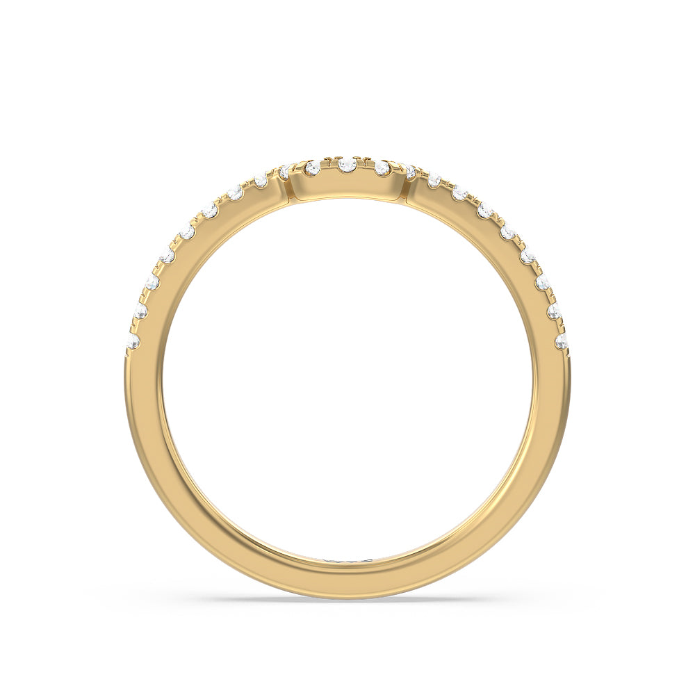 Adorned Hidden Accent Diamond Wedding Band with 18KT Yellow Gold Cut Diamond in 14KT Yellow Gold view 2
