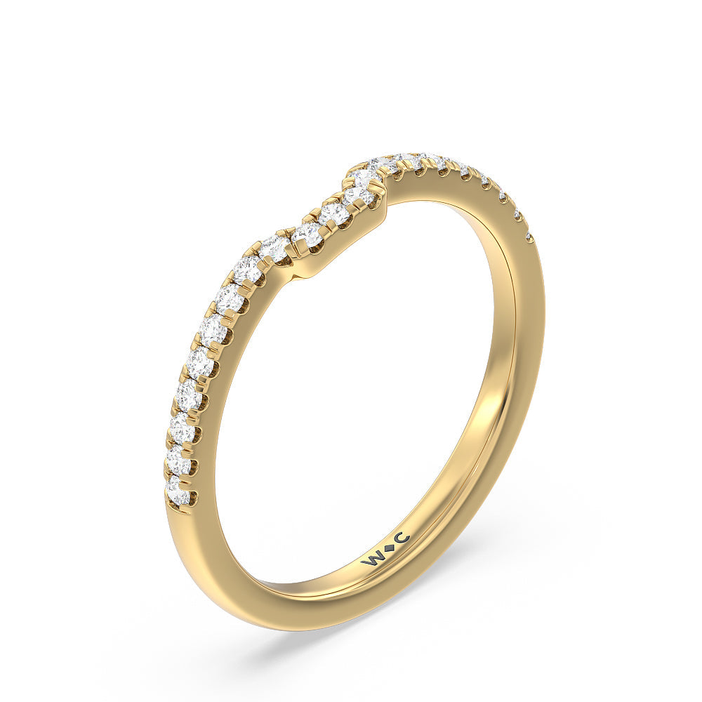 Adorned Hidden Accent Diamond Wedding Band with 18KT Yellow Gold Cut Diamond in 14KT Yellow Gold view 4
