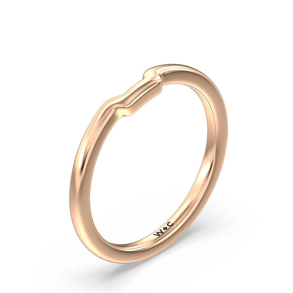 Adorned Hidden Accent Wedding Band with 18KT Rose Gold Cut Diamond in 14KT Rose Gold view 4
