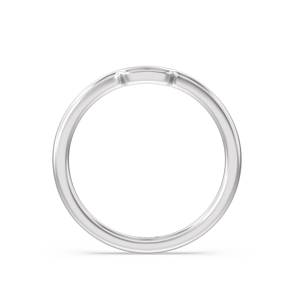 Adorned Hidden Accent Wedding Band with Platinum Cut Diamond in 14KT Platinum view 2

