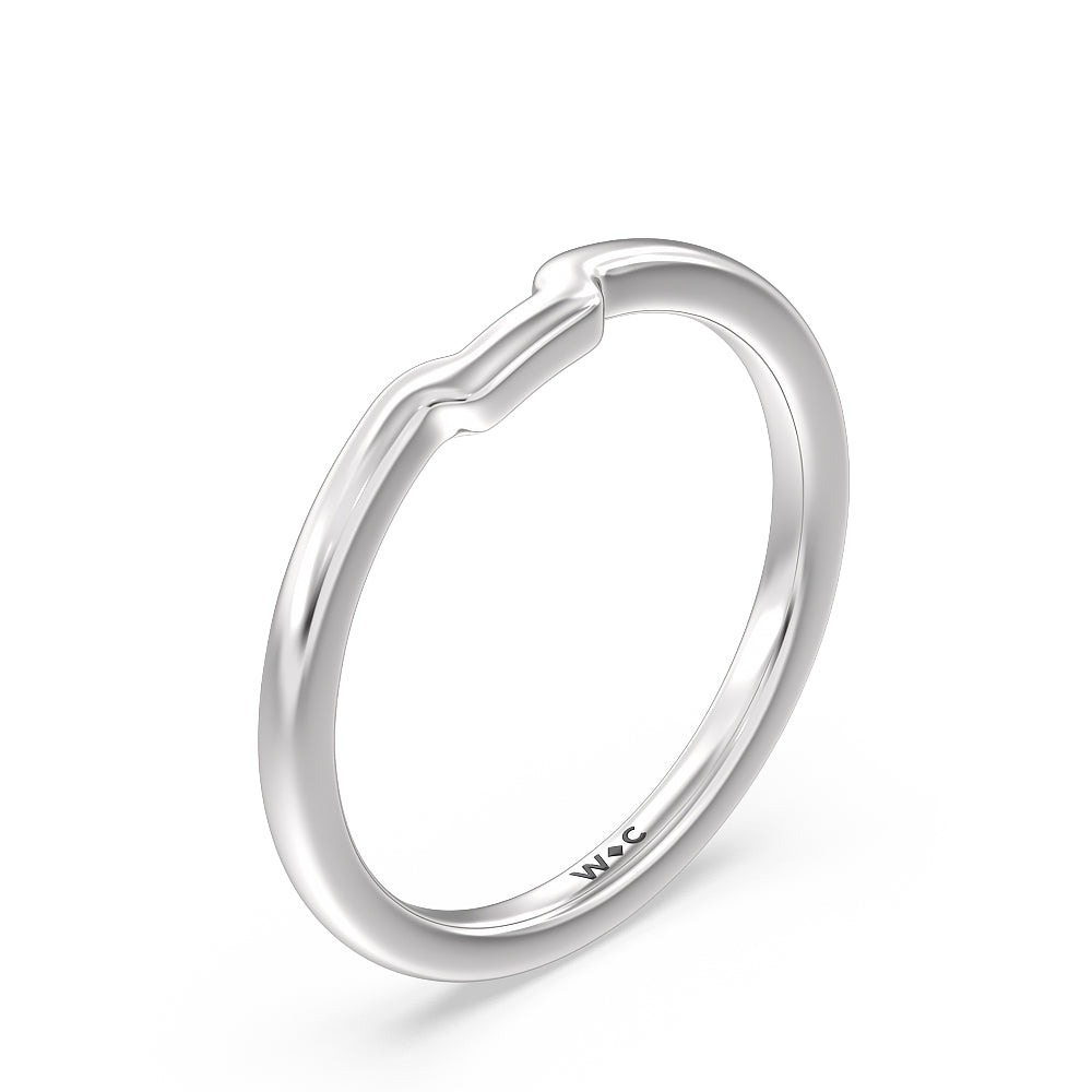 Adorned Hidden Accent Wedding Band with Platinum Cut Diamond in 14KT Platinum view 4
