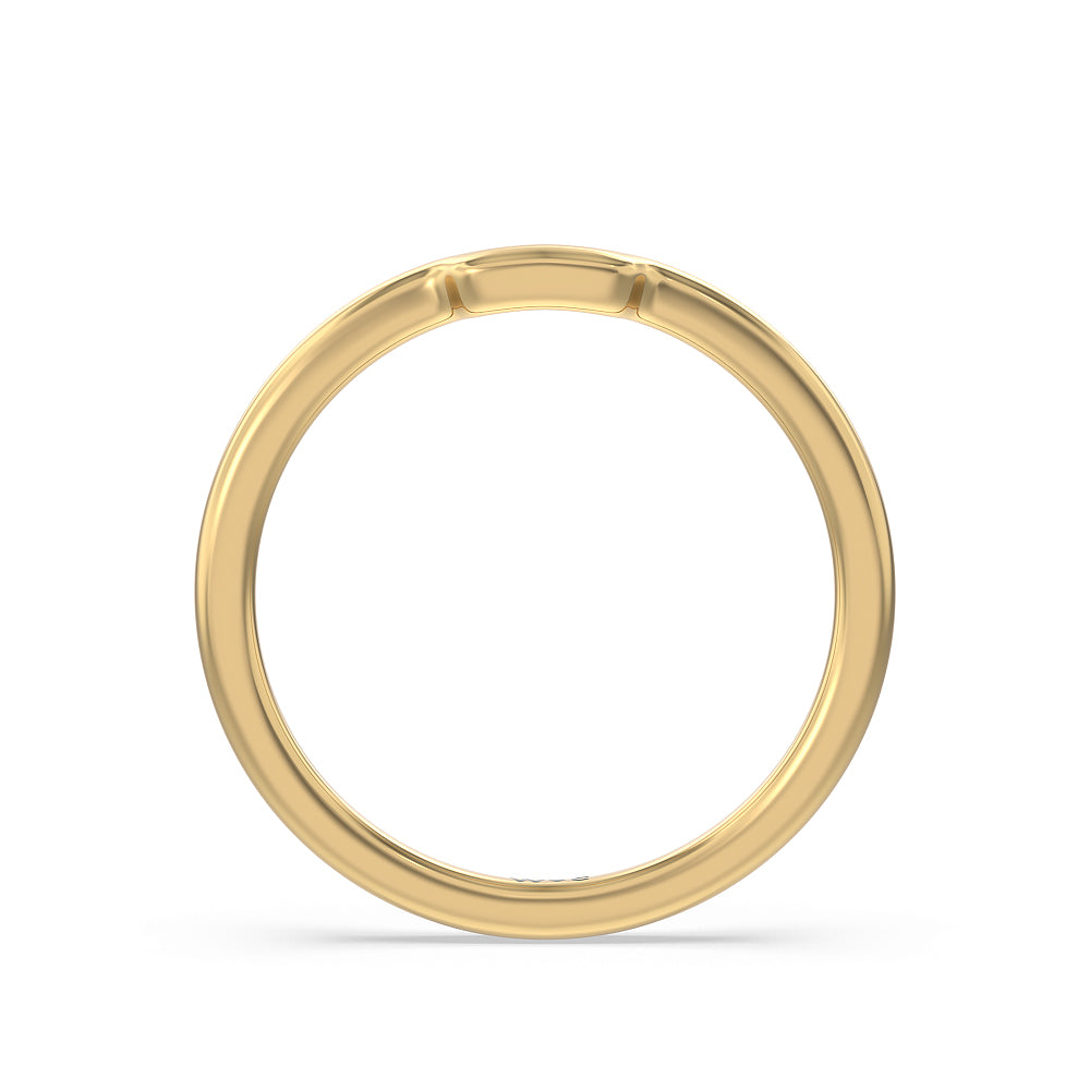 Adorned Hidden Accent Wedding Band with 18KT Yellow Gold Cut Diamond in 14KT Yellow Gold view 2
