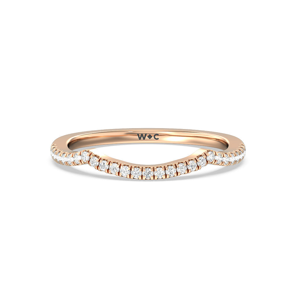 Twist Hidden Accent Diamond Wedding Band with 18KT Rose Gold Cut Diamond in 14KT Rose Gold view 1
