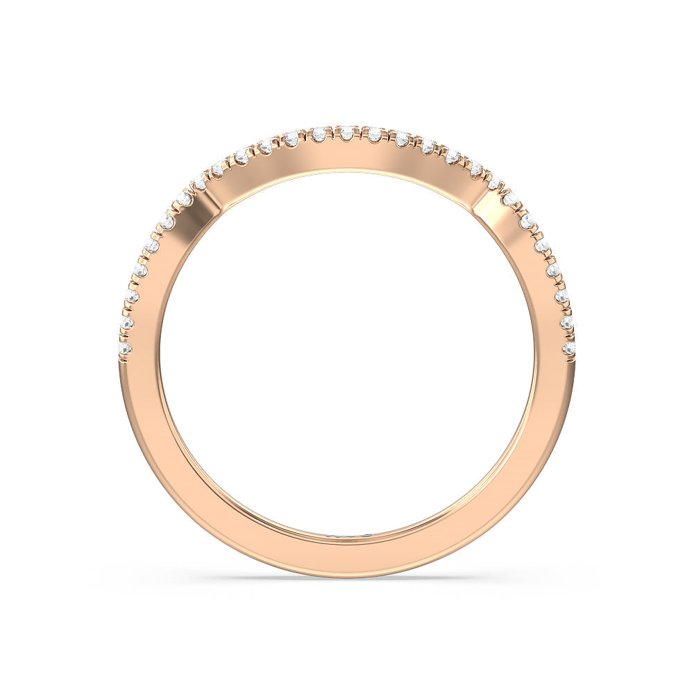 Twist Hidden Accent Diamond Wedding Band with 18KT Rose Gold Cut Diamond in 14KT Rose Gold view 2
