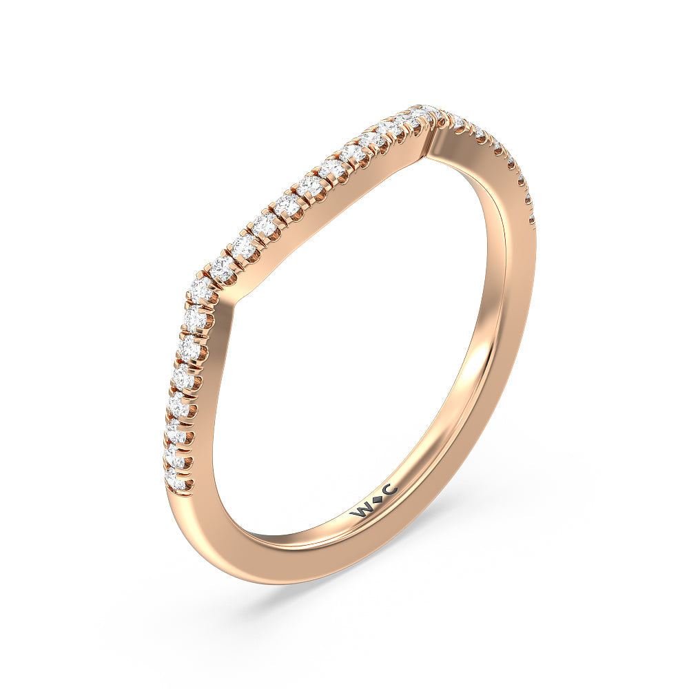 Twist Hidden Accent Diamond Wedding Band with 18KT Rose Gold Cut Diamond in 14KT Rose Gold view 4
